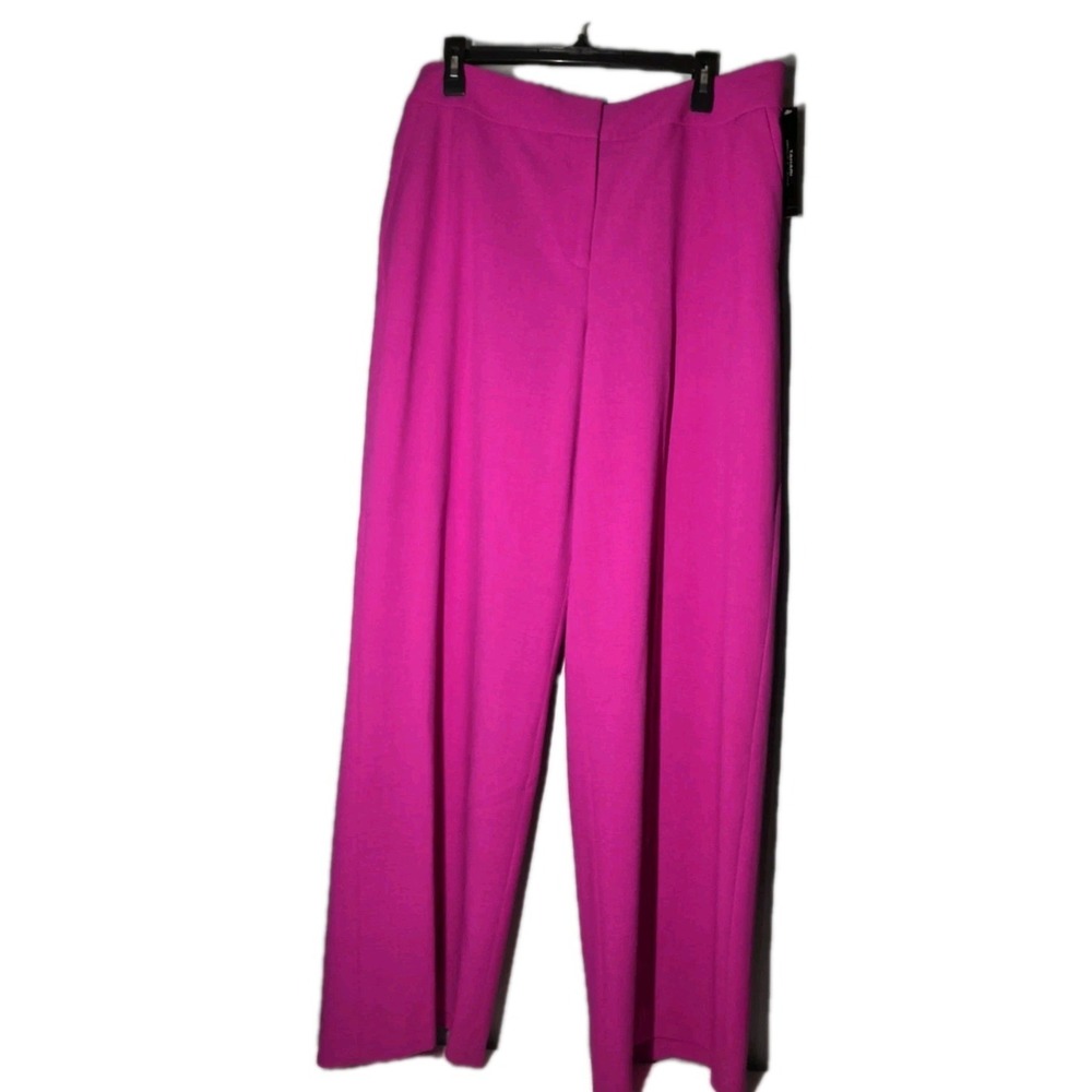 NWT Tahari ASL Womens SZ 16 Wide Leg Stretch Textured Dress Pants Fushia Pink